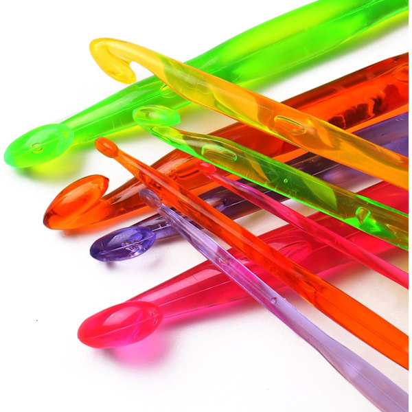 #Set med 9 Akrylvirknålar 3mm-12mm Flerfärgade Virknålar#