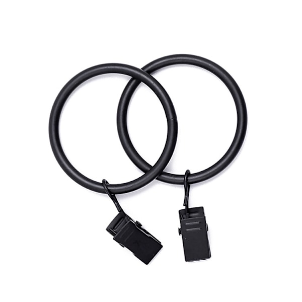 Gardinklippringar 4,5 cm, Set om 7, Svart Hängande Gardinklipp