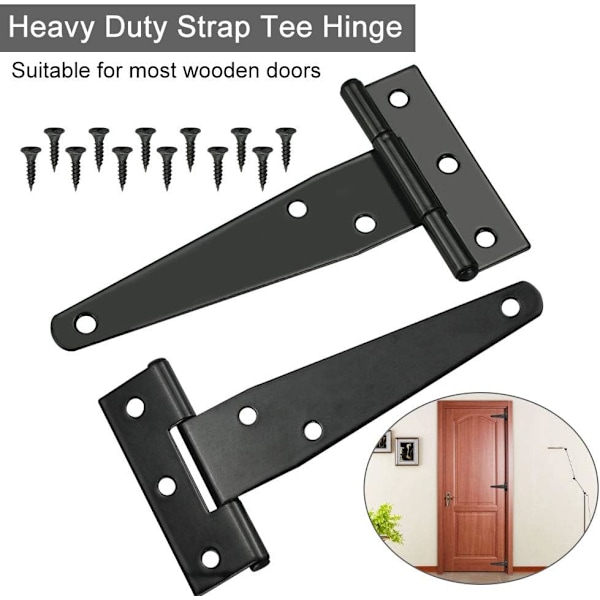 6 stk. Skurddørhengsler Heavy Duty Strap Tee Hengsel 100mm/4 tommer Rus