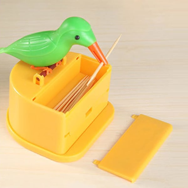 #1ST (Gul & Grön) Hackspett Tandpetare Dispenser Liten Fågel#