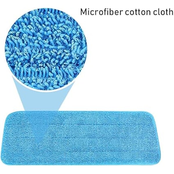 2-pack Blå Mikrofiber Spraymopp Ersättningshuvuden för Vått/Torrt M