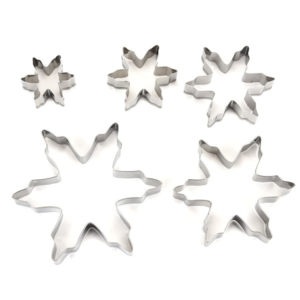5 stk Snøflak Kakeformer Rustfritt Stål Mold Mold for Kitc