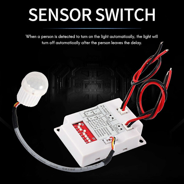 12V 24V PIR Liiketunnistinkytkin IR Infrapuna Ihmisen Induktio Viive Relekytkin Käytävä LED L