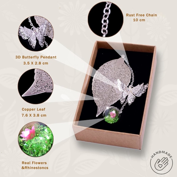 #Kirjanmerkit 3D Perhonen Ripustimella Hopea Lehti Vihreä Safflower-#