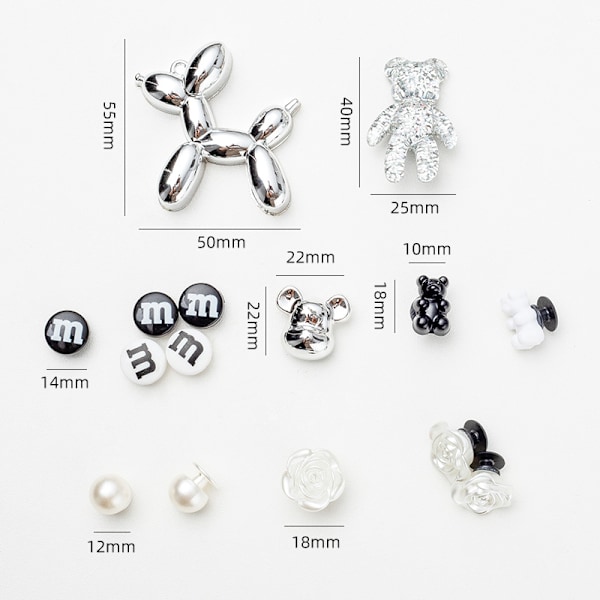 #15 Stykker 3D Klogsandaler Pynt, Sko Charms, Søde Sko Pynt