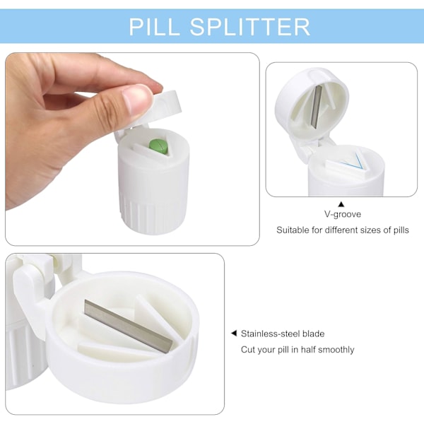 #Pilleæsker 4 i 1 Tabletdeler Pilleæske med Knuser Multif#