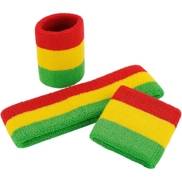 Hårbåndsæt (3 stk.) Sports Sweatband Stribet Håndleds Sweatband