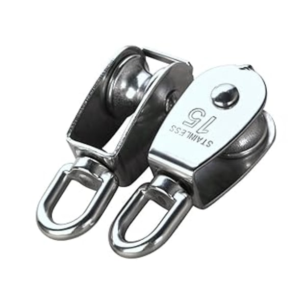 (M15 35kg) 1 stk M15 Sølv Enkelt Trækhjul 304 Rustfrit Stål