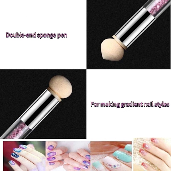 #Dobbeltsidet Svampbørste - Tilfeldige Farger, Neglelakk Gradient R#