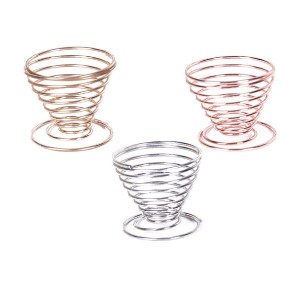 #3 x Eggkopper i rustfritt stål, spiralformet#