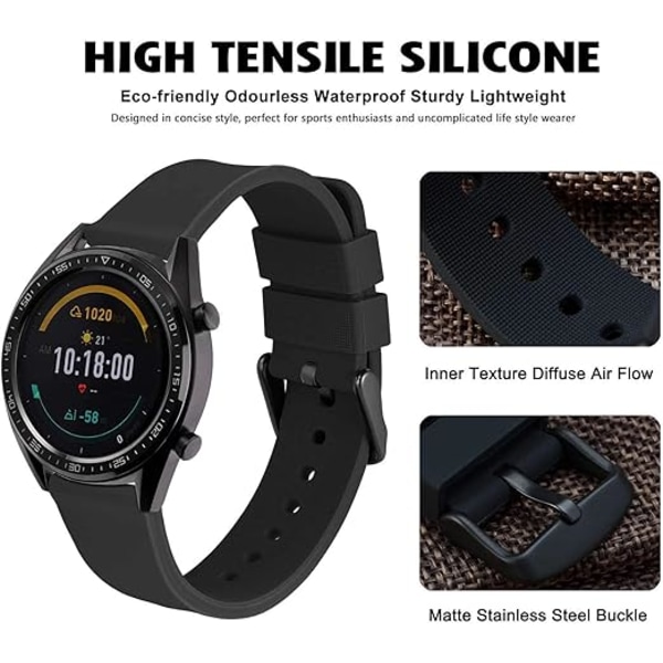 14mm Silikonarmband med Svart Spänne, Snabbavtagning