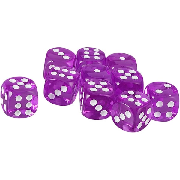 #10 16mm D6 Polyhedriska Akryl Tärningar (Lila) för DND Tärningar RPG MTG#