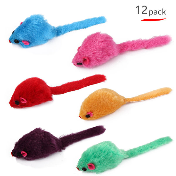 12 stycken 10,5 cm pälsmöss katt leksak möss söta små kattungar Int