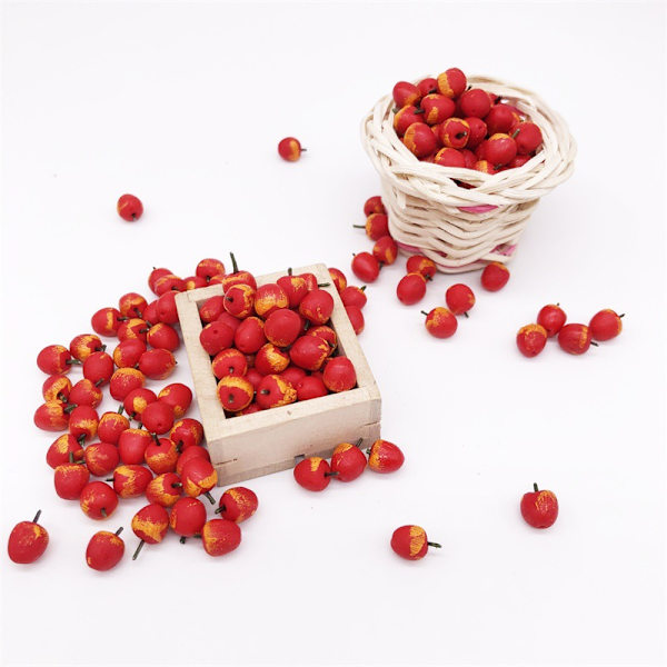 #Ett set med tio miniatyrprydnader av röda äpplen, frukter, 1:12 mini#