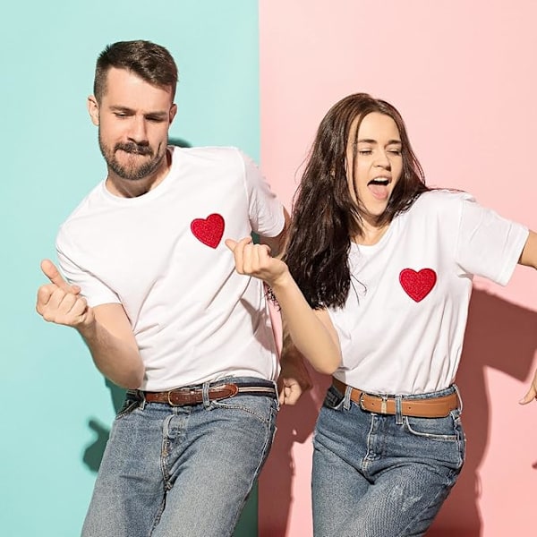 #10 stk hjerte-patches, stryge/sy hjerte-patches, DIY applikationer til jakker