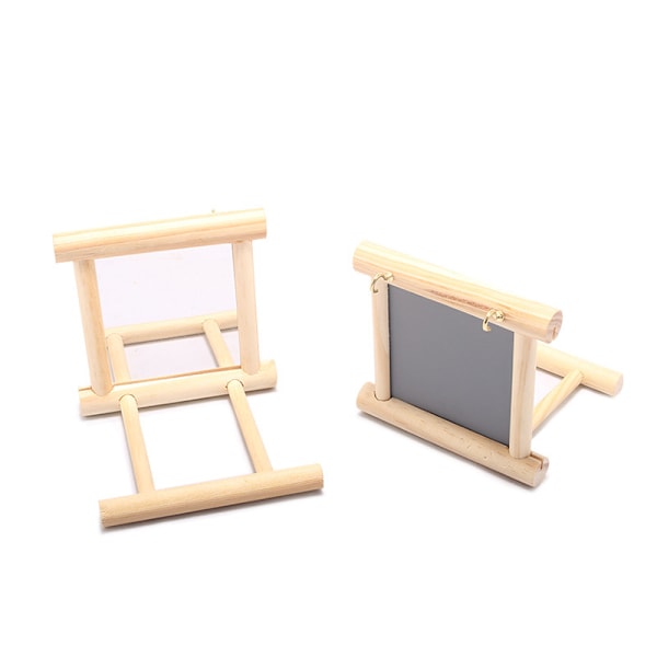 #Spegel med träpinne för fågel 10 x 10 cm#