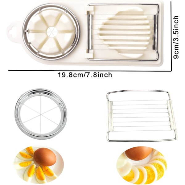 Ägg Slicer Cutter Ägg Slicer, 2 i 1 Rostfritt Stål Ägg Slicer, Mu