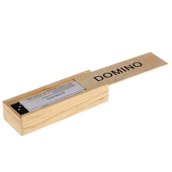 #(Musta) Perinteinen Dominopeli - 28 Palaa Plus Puinen Laatikko ja#