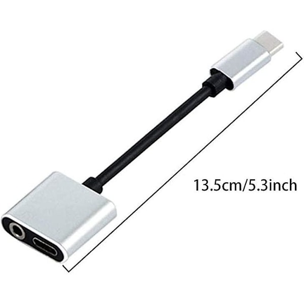 #USB-C Hodetelefonadapter 2-i-1 Adapter 3,5 mm hodetelefonkontakt#