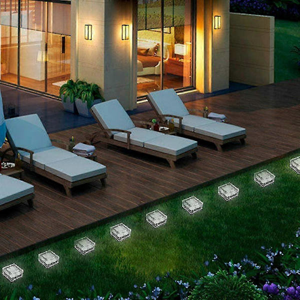 4 kpl aurinkotiilivalo, himmeä lasinen jääkuutio aurinkopolkuvalo 4 LED, maahan upotettavat haudatut maisemavalot G:lle