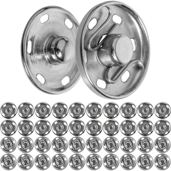 #Sy-knapper, (6 mm), 20 par Sølv, Spenne for klær og #