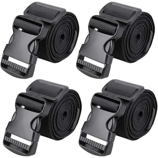188cm*2.5cm Utility Straps med Spænde Justerbar, 4-pak (Sort