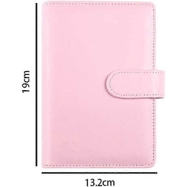 A6 Padfolio Ringbind PU Læder Rund Ringbind Omslag Mobiltelefon/Kort Padfolio Ringbind Kontor Organizer Folio (Pink)