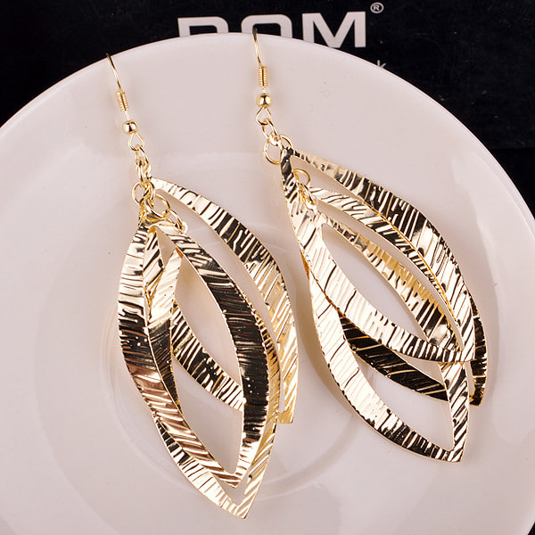 #Retro spiral droppformade örhängen i guldplätering för kvinnor bröllop örhängen#
