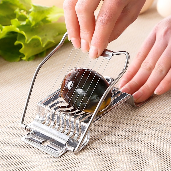 Hemkök Stål Ägg Slicer Verktyg Läder Ägg Slic
