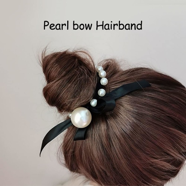 #4 stk sorte perle elastisk hår med hestehale fiksator perle elastisk b#