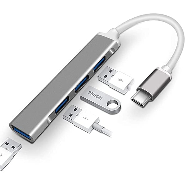 USB C-hub 4-i-1 USB-multiport-adapter med 1 USB 3.0-port USB H