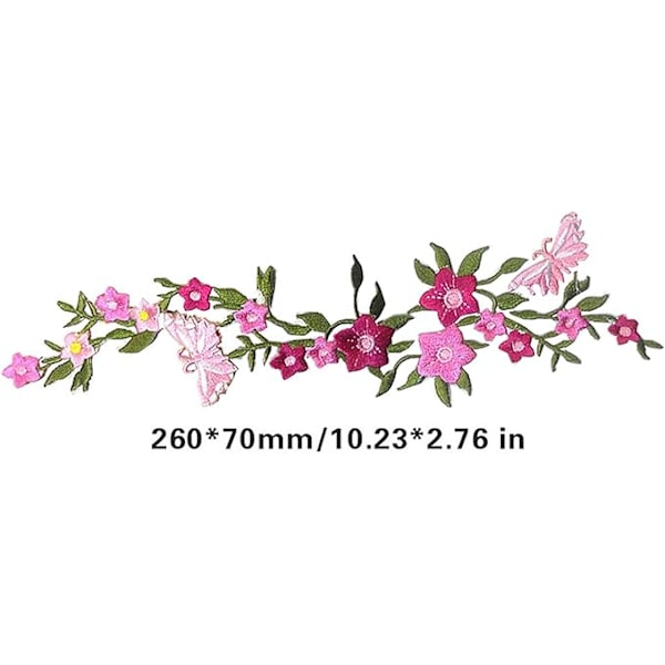 2 st, Nya Fjärilsblommor Broderade Lappar, Blommig Spets Tyg Applikation Sy Broderi, DIY Hantverk Lapp Motiv för Kläder, Jeans, Jackor, Väskor
