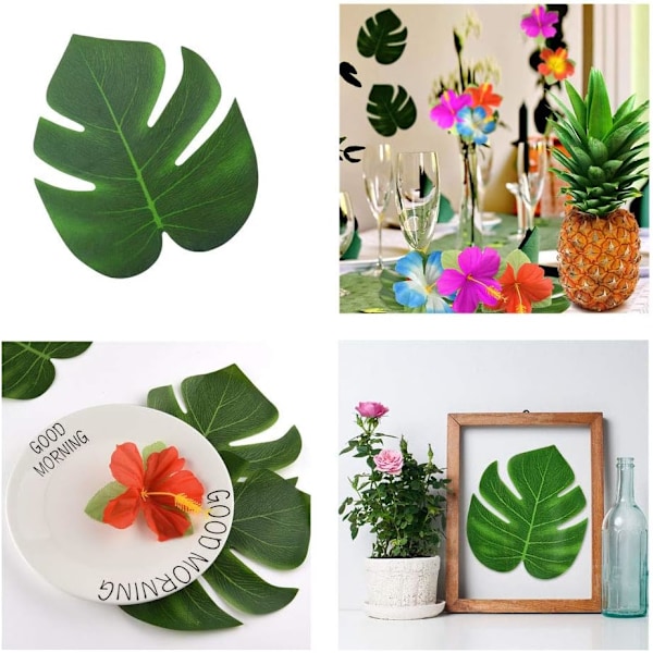 24-pack konstgjorda tropiska blad för hawaiiansk fest (Luau) 8 tum