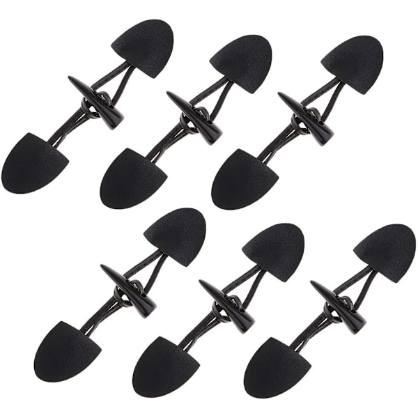 #6 Par med knapper i svart, 16x4cm Toggle Horn Duffle-knapper for B#