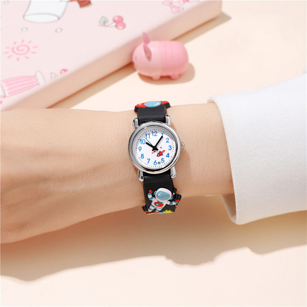 #Børneur (Sort, Astronaut), Vandafvisende Armbåndsur til Børn Qua#