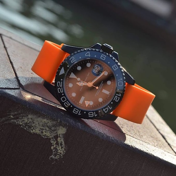 Silikonarmband med orange spänne, snabb utbytesfunktion