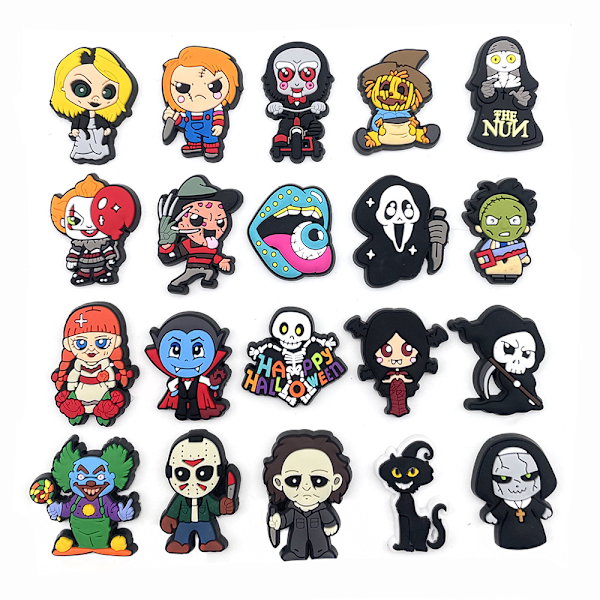 #20 Stykker 3D Clog-Sandaler Pynt (Halloween Serie), Sko Charms#