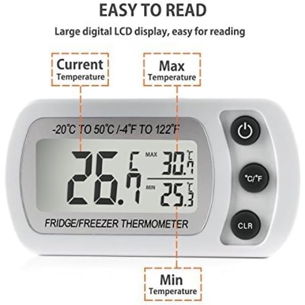 #Kjøleskapstermometer, Vanntett Kjøleskap Fryser Termometer#