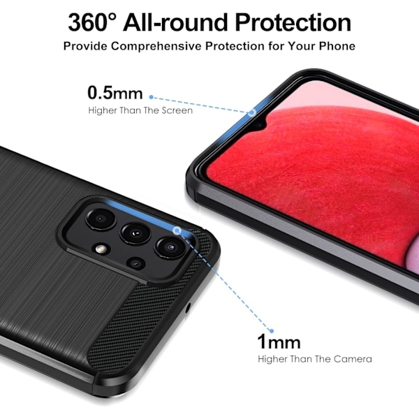 #Svart etui for Samsung Galaxy A13 4G / A13 5G / A04S med 3 deler#