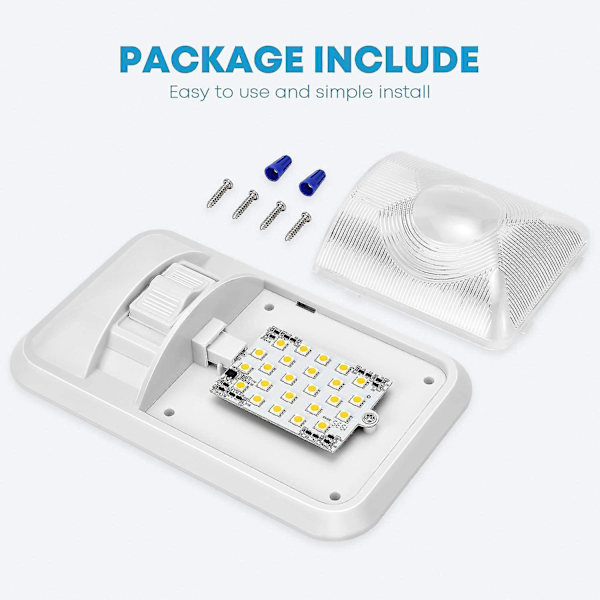 12 V LED RV kattovalo 280 lm kattolamppu sisävalaistus asuntovaunuun matkailuautoon kytkimellä (2 kpl)