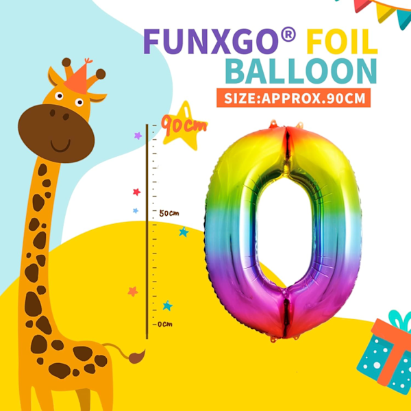 #Fødselsdag Balloner 0 år Farverige - Stor Ballon Nummer 0 Nummer#