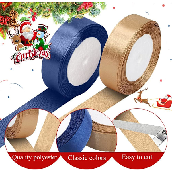 Presentpapperstejp, DIY Satin Julklappsband, 20mm Bred