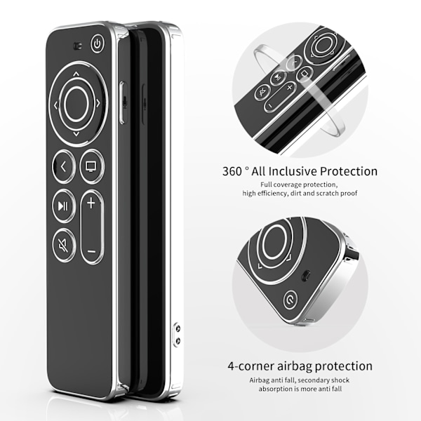 #Apple TV -kaukosäätimen suojakotelo (musta) 4k 2021 Pehmeä TPU-suojakuori, Sc#
