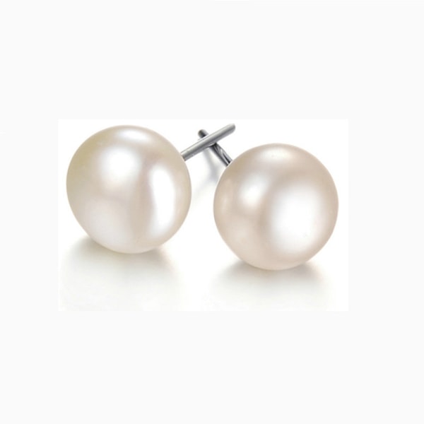 #1 par S925 sterling sølv naturlige ferskvanns flate perle øredobber#