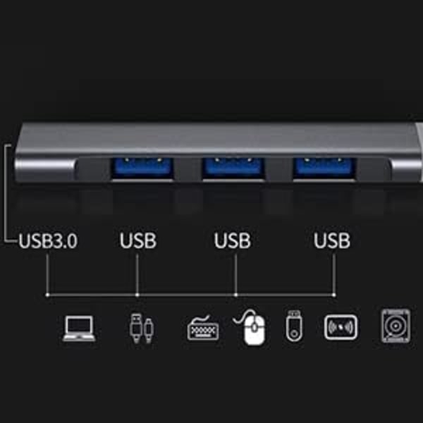 USB C-hub 4-i-1 USB-multiport-adapter med 1 USB 3.0-port USB H