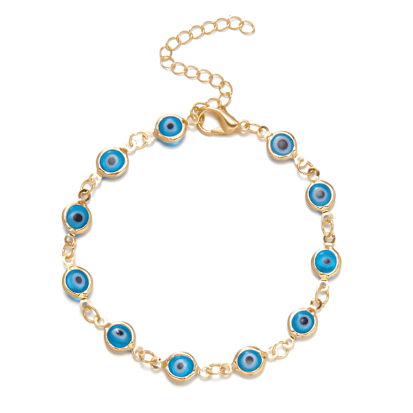 #Aqua Kultapinnoitettu Paha Silmä Anklet Rannekoru#