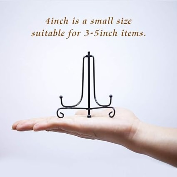 (1 pakke) Jern Displaystativ, Svart Jern Staffeli Plate Display Phot