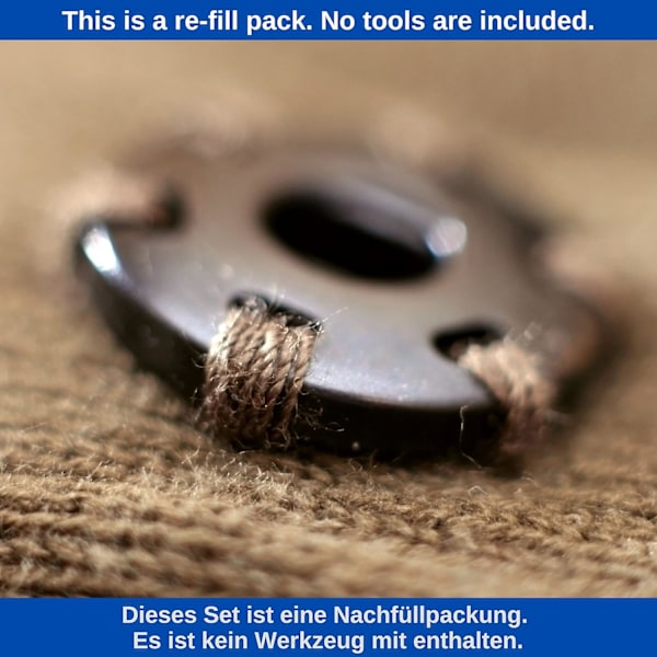 #Sy-tryk knapper, ? 12 mm, 20 par i messingfarve, Spænder til#
