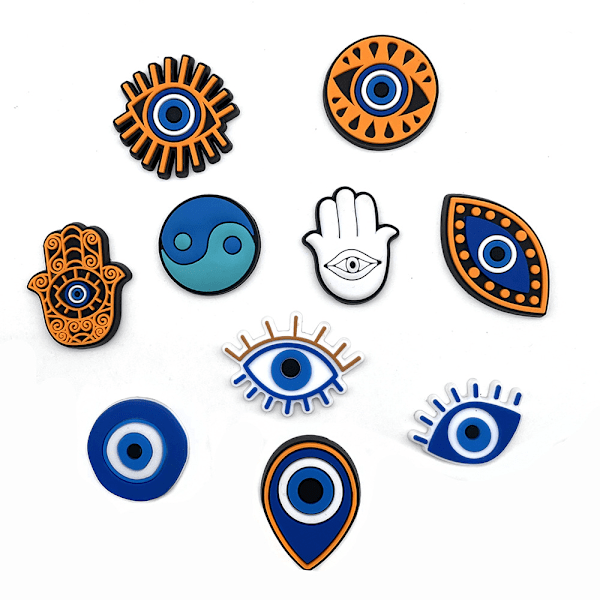 #10 Stykker 3D Klog-Sandaler Pynt (Djævelens Øje), Sko Charms, Sød #