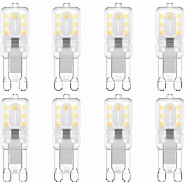 8-pack G9 LED-lampor, G9 LED 220V Naturvitt 5500K 3W Halogenmotsvarighet 30W